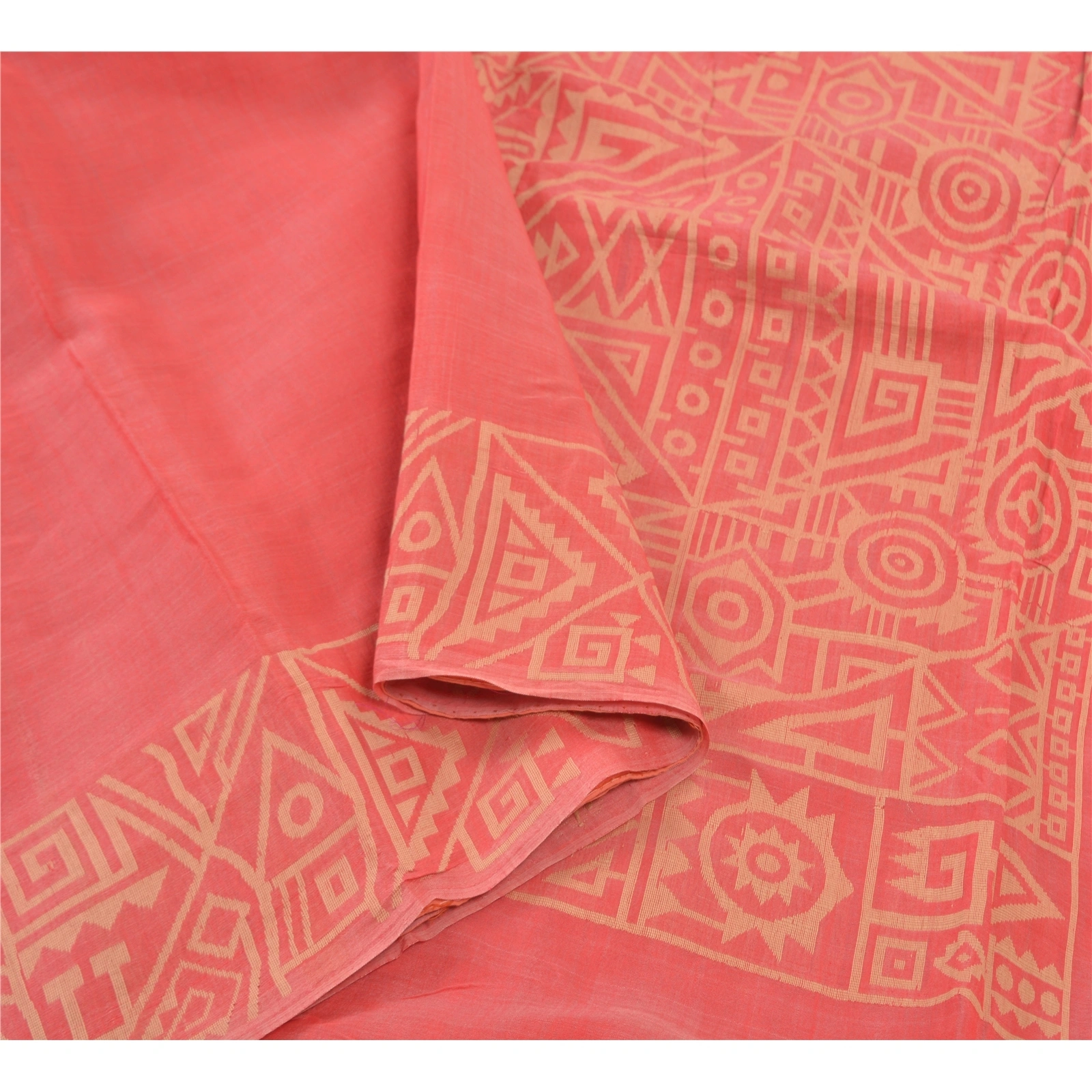 Sanskriti Vintage Hand-Woven Cotton Silk Sarees Pink Premium Indian Sari Fabric, PS-57652-Shade Of Pink-Hand Woven Work-Cotton Silk-9