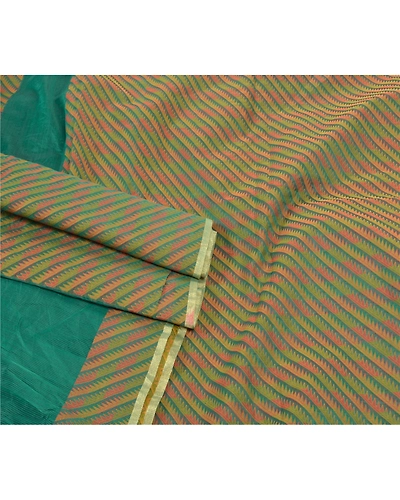 Sanskriti Vintage Green Sarees Art Silk Woven Premium Sari 5 Yard Craft Fabric, PS-57675-Green-Woven Work-Art (Artificial) Silk-7