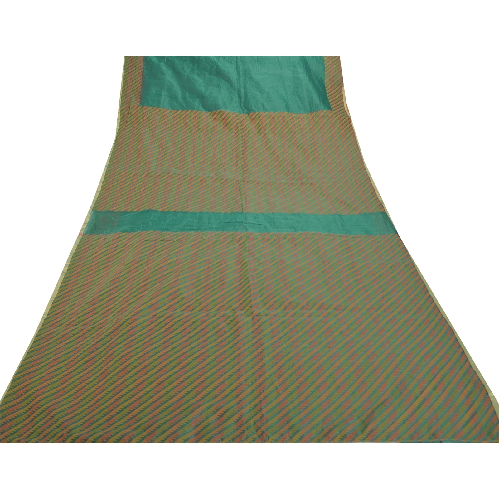 Sanskriti Vintage Green Sarees Art Silk Woven Premium Sari 5 Yard Craft Fabric, PS-57675-Green-Woven Work-Art (Artificial) Silk-8