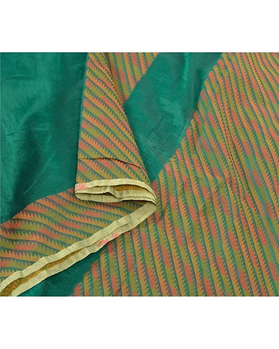 Sanskriti Vintage Green Sarees Art Silk Woven Premium Sari 5 Yard Craft Fabric, PS-57675-Green-Woven Work-Art (Artificial) Silk-9
