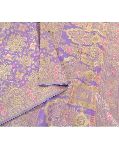 Sanskriti Vintage Purple Sarees Art Silk Hand-Woven Premium Sari 5 Yard Fabric, PS-57699-Purple-Hand-Woven Work-Art (Artificial) Silk-1
