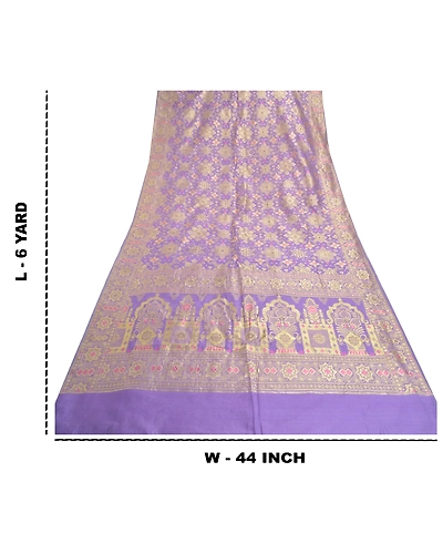 Sanskriti Vintage Purple Sarees Art Silk Hand-Woven Premium Sari 5 Yard Fabric, PS-57699-Purple-Hand-Woven Work-Art (Artificial) Silk-9