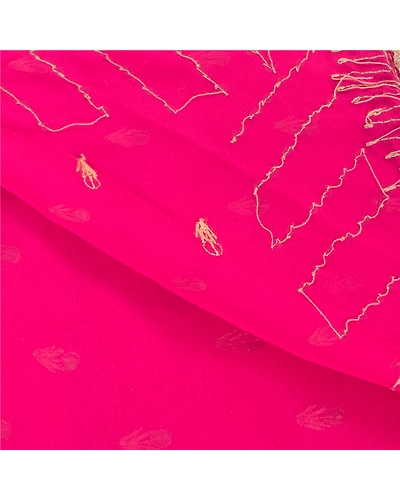 Sanskriti Vintage Magenta Sarees Georgette Hand Beaded Ethnic Sari Craft Fabric, PS-57703-Magenta-Sequins Work-Georgette-2
