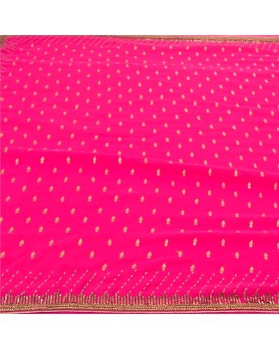 Sanskriti Vintage Magenta Sarees Georgette Hand Beaded Ethnic Sari Craft Fabric, PS-57703-Magenta-Sequins Work-Georgette-3