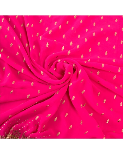 Sanskriti Vintage Magenta Sarees Georgette Hand Beaded Ethnic Sari Craft Fabric, PS-57703-Magenta-Sequins Work-Georgette-6