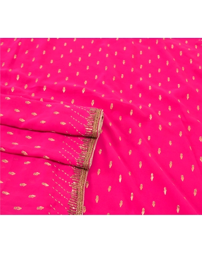 Sanskriti Vintage Magenta Sarees Georgette Hand Beaded Ethnic Sari Craft Fabric, PS-57703-Magenta-Sequins Work-Georgette-7
