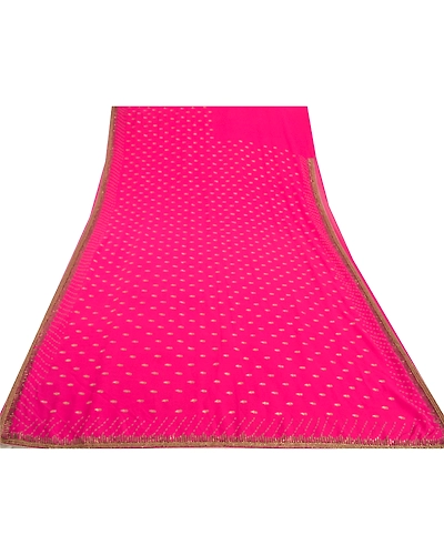 Sanskriti Vintage Magenta Sarees Georgette Hand Beaded Ethnic Sari Craft Fabric, PS-57703-Magenta-Sequins Work-Georgette-8