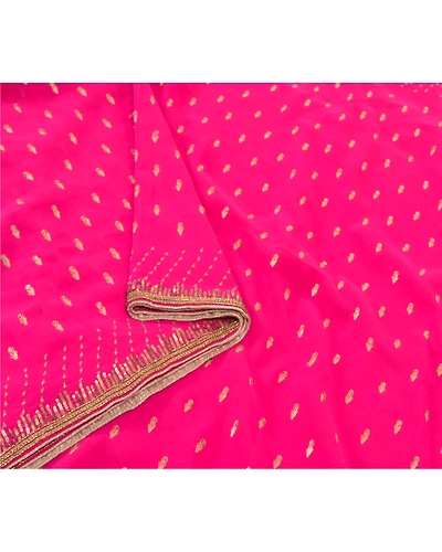 Sanskriti Vintage Magenta Sarees Georgette Hand Beaded Ethnic Sari Craft Fabric, PS-57703-Magenta-Sequins Work-Georgette-9