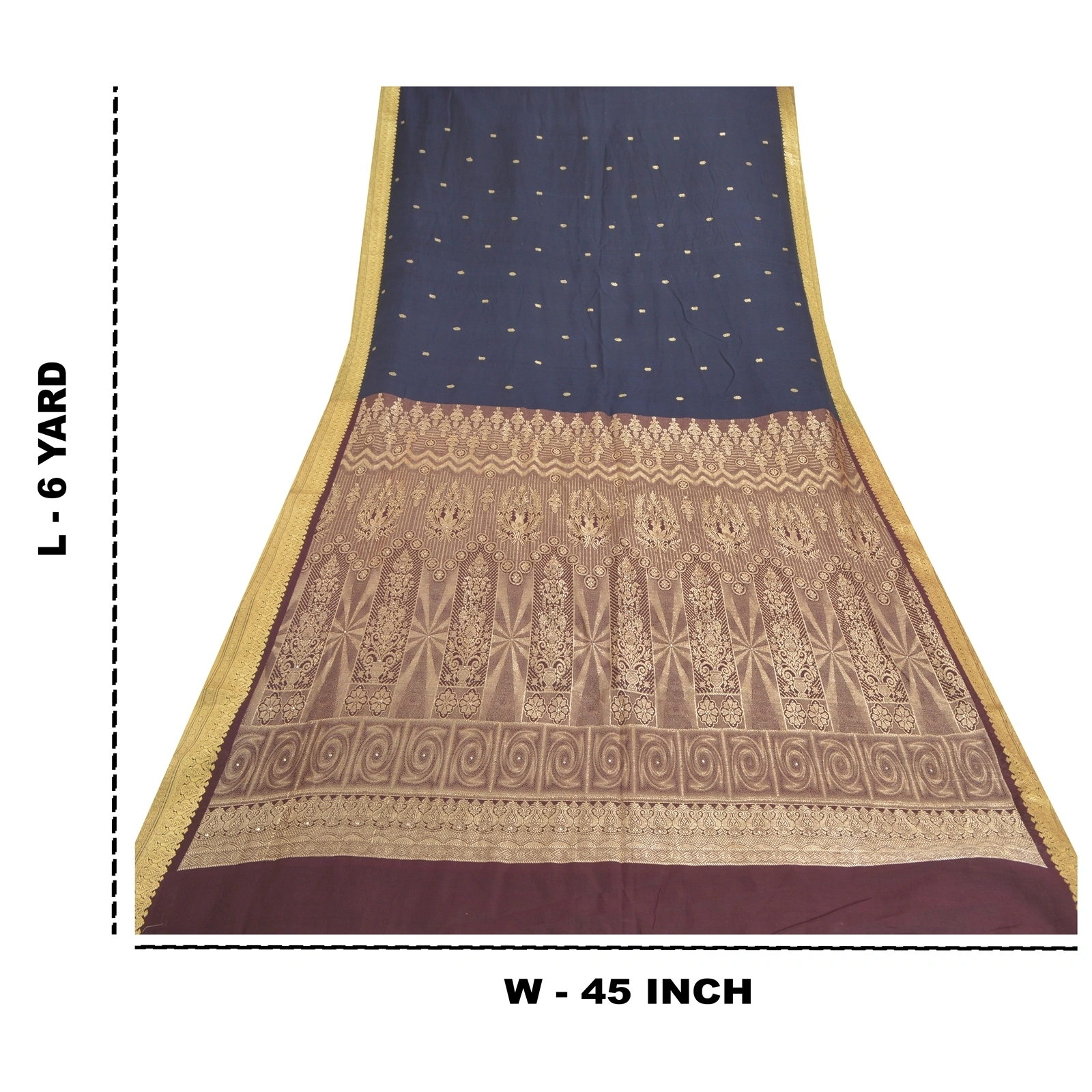 Sanskriti Vintage Blue Sarees 100% Pure Silk Handwoven Sari Premium Fabric, PS-57725-Blue &amp; Shade Of Purple-Hand-Woven Work-100% Pure Silk-1