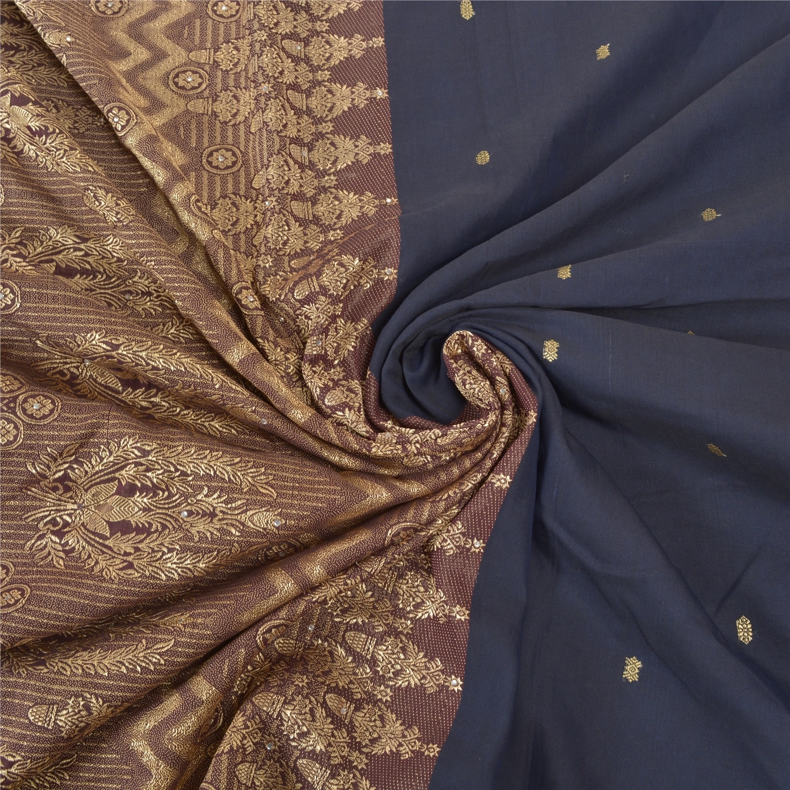 Sanskriti Vintage Blue Sarees 100% Pure Silk Handwoven Sari Premium Fabric, PS-57725-Blue &amp; Shade Of Purple-Hand-Woven Work-100% Pure Silk-7