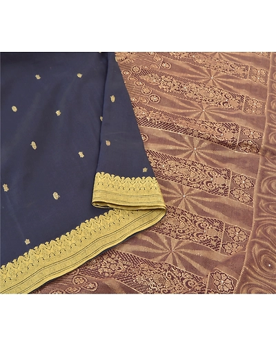 Sanskriti Vintage Blue Sarees 100% Pure Silk Handwoven Sari Premium Fabric, PS-57725-Blue &amp; Shade Of Purple-Hand-Woven Work-100% Pure Silk-10