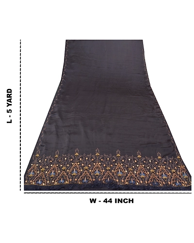 Sanskriti Vintage Black Sarees Art Silk Hand Beaded Premium Sari Mirror Fabric, PS-57736-Black-Mirror Work-Art (Artificial) Silk-1