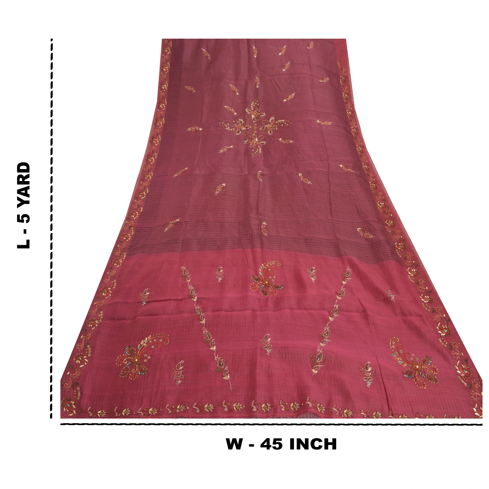 Sanskriti Vintage Purple Sarees Pure Silk Hand Beaded Woven Craft Sari Fabric, PS-57739-Shade Of Purple-Beaded Work-100% Pure Silk-1