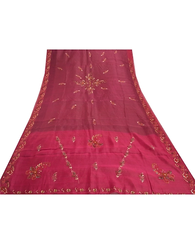 Sanskriti Vintage Purple Sarees Pure Silk Hand Beaded Woven Craft Sari Fabric, PS-57739-Shade Of Purple-Beaded Work-100% Pure Silk-8