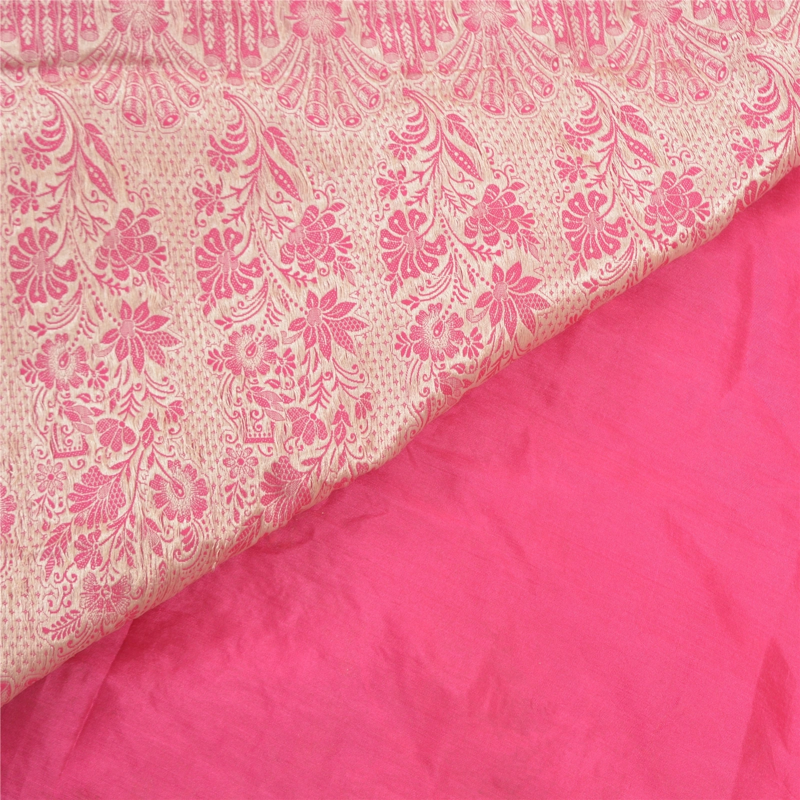 Sanskriti Vintage Pink Sarees Pure Silk Embroidered Woven Sari Fabric Blouse Pc, PS-57740-Pink-Hand-Woven Work-100% Pure Silk-3