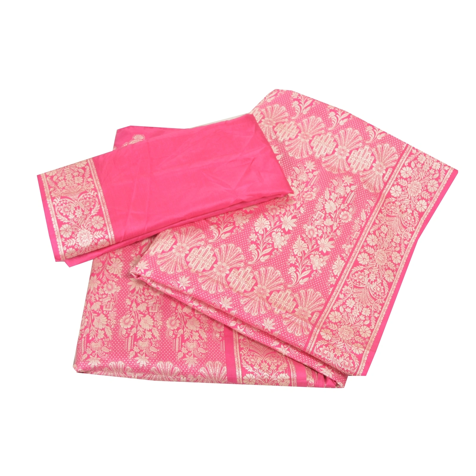 Sanskriti Vintage Pink Sarees Pure Silk Embroidered Woven Sari Fabric Blouse Pc, PS-57740-Pink-Hand-Woven Work-100% Pure Silk-11