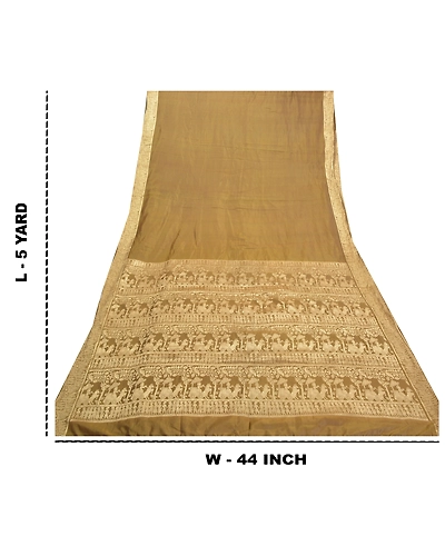 Sanskriti Vintage Sarees Blend Silk Woven Baluchari Mythological Sari Fabric, PS-57815-Green-Woven Work-Blend Silk-1