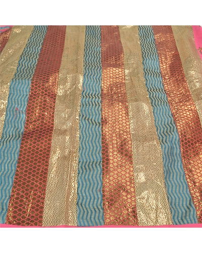 Sanskriti Vintage Pink Sarees Pure Georgette Silk Embroidered Ethnic Sari Fabric, PS-57825-Pink-Thread Work-100% Pure Georgette Silk-6