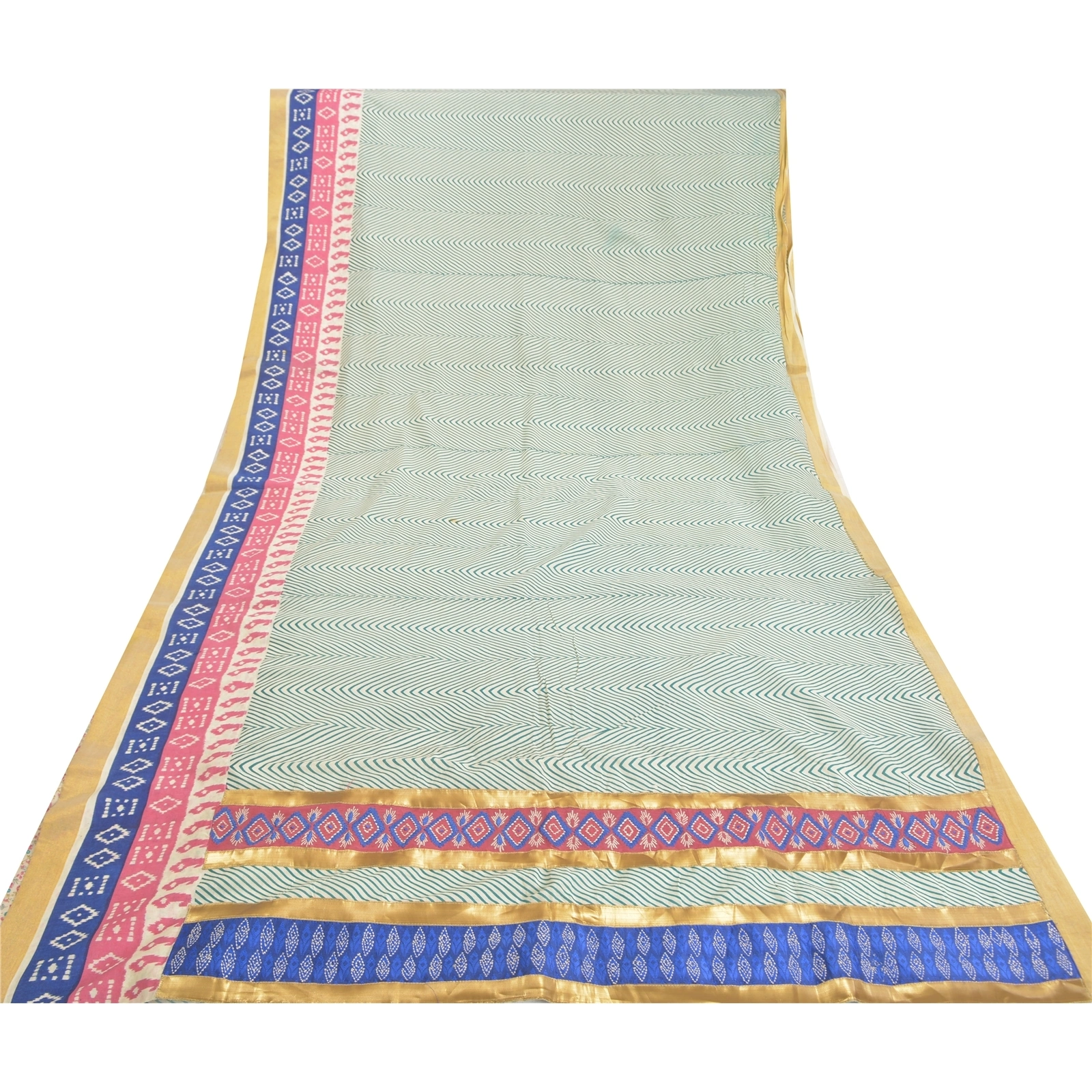 Sanskriti Vintage Indian Sarees Pure Cotton Embroidered Premium Sari Fabric, PS-57837-Multi Color-Patch Work-100% Pure Cotton-9