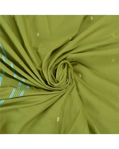 Sanskriti Vintage Green Sarees Blend Cotton Handwoven Bengali Tant Saree Fabric, PS-57849-Green-Hand Woven Work-Blend Cotton-7