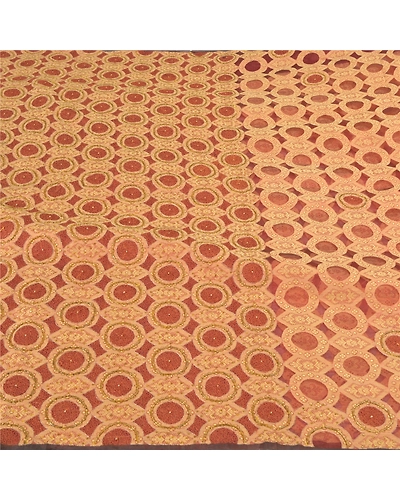 Sanskriti Vintage Brick Red Sarees Pure Organza Silk Beaded Premium Sari Fabric, PS-57856-Brick Red-Hand-Woven Work-100% Pure Orange Silk-3