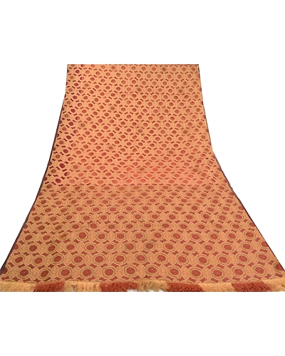 Sanskriti Vintage Brick Red Sarees Pure Organza Silk Beaded Premium Sari Fabric, PS-57856-Brick Red-Hand-Woven Work-100% Pure Orange Silk-8