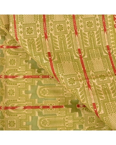 Sanskriti Vintage Green Sarees Art Silk Hand-Woven Premium Sari Craft Fabric, PS-57861-Green-Hand-Woven Work-Art (Artificial) Silk-3
