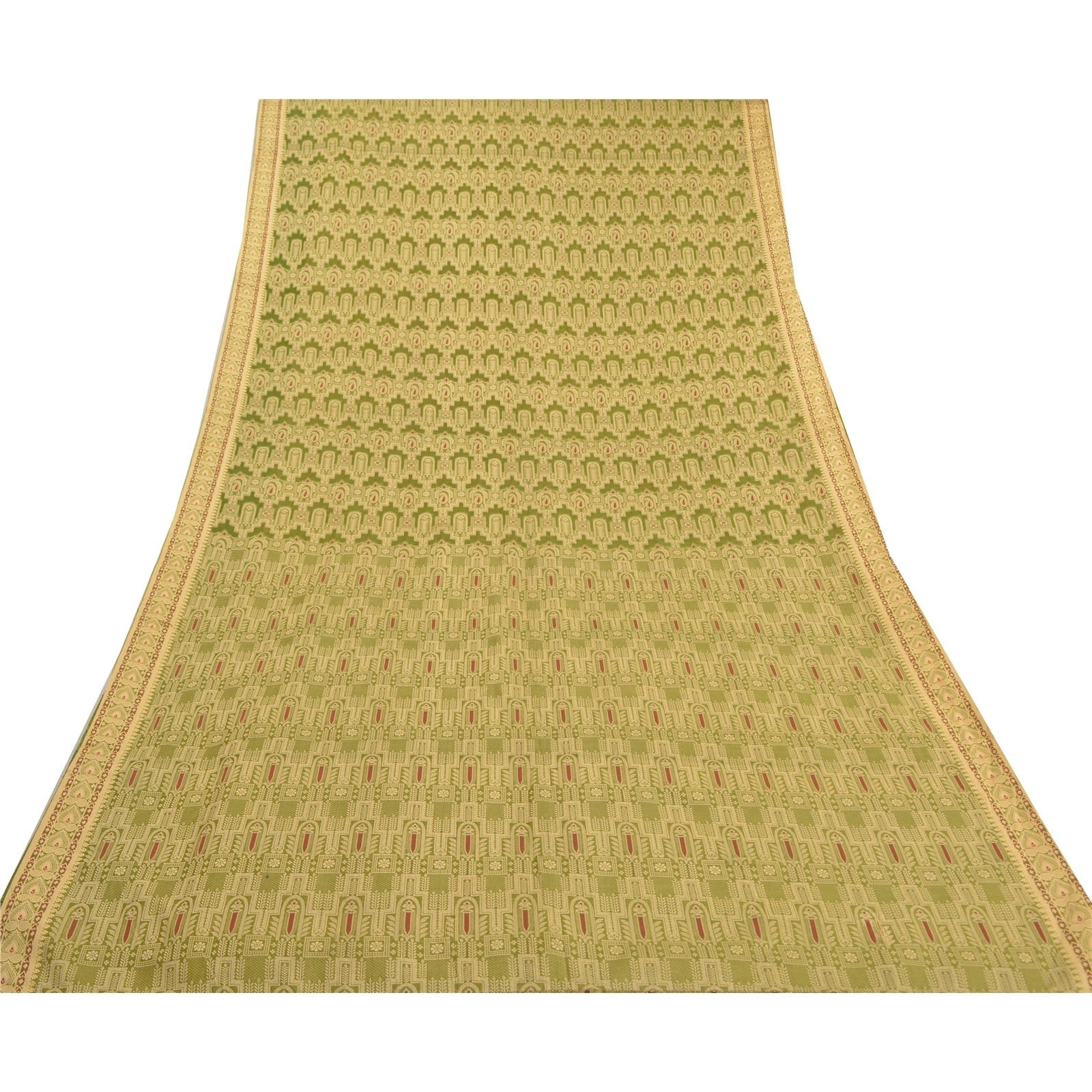 Sanskriti Vintage Green Sarees Art Silk Hand-Woven Premium Sari Craft Fabric, PS-57861-Green-Hand-Woven Work-Art (Artificial) Silk-9