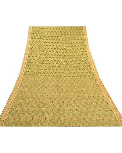 Sanskriti Vintage Green Sarees Art Silk Hand-Woven Premium Sari Craft Fabric, PS-57861-Green-Hand-Woven Work-Art (Artificial) Silk-9
