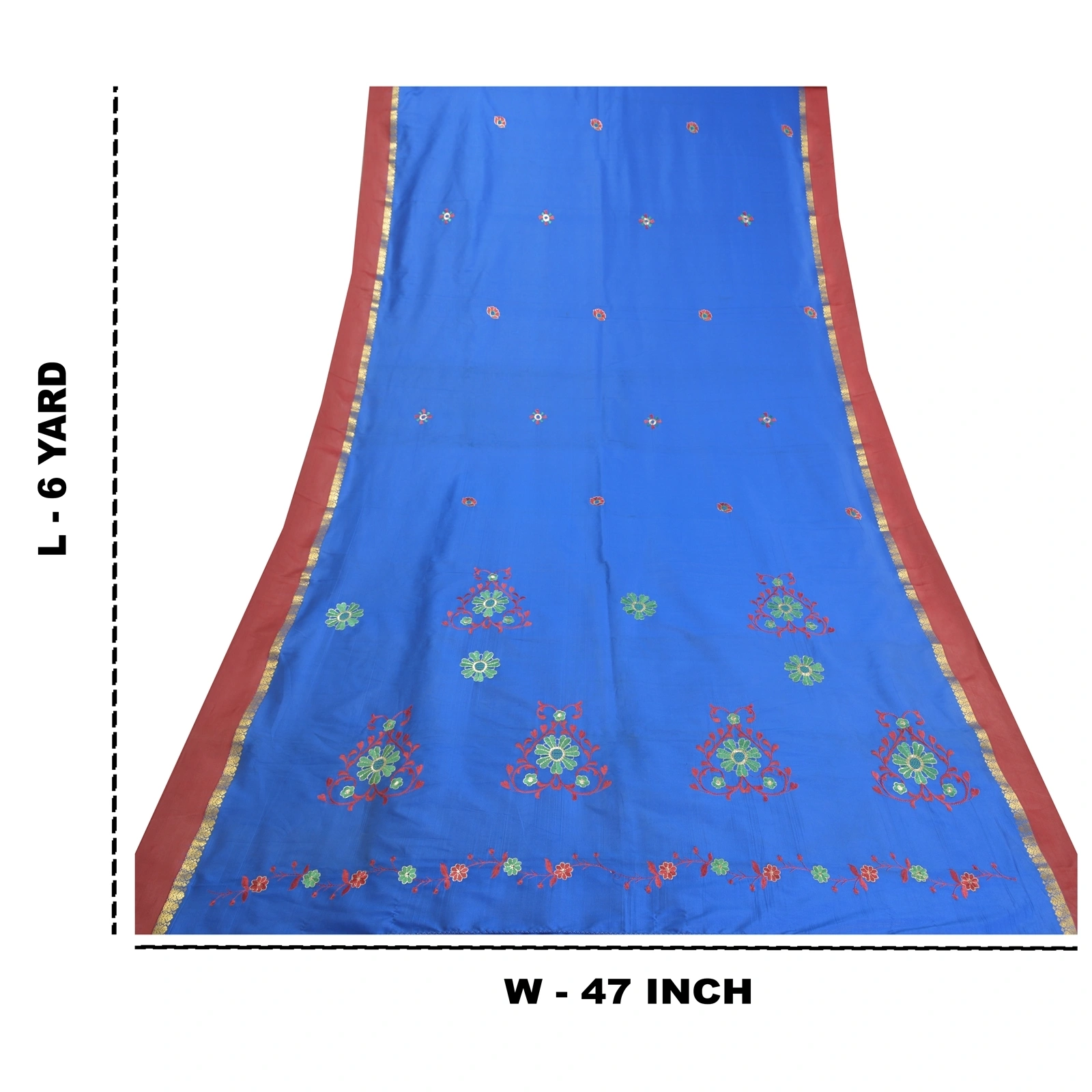 Sanskriti Vintage Blue Sarees Art Silk Embroidered Premium Sari Craft Fabric, PS-57868-Blue-Thread Work-Art (Artificial) Silk-1