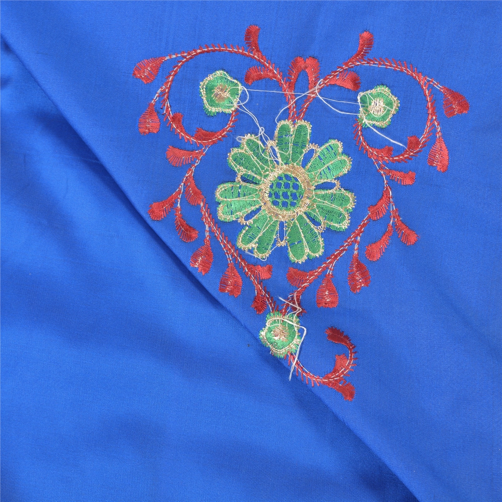 Sanskriti Vintage Blue Sarees Art Silk Embroidered Premium Sari Craft Fabric, PS-57868-Blue-Thread Work-Art (Artificial) Silk-3