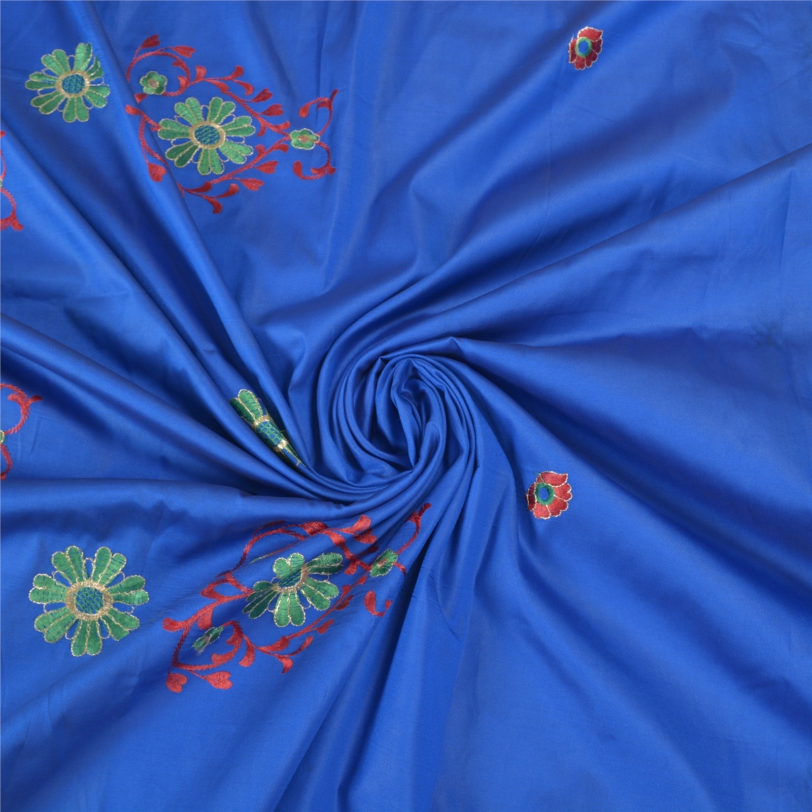 Sanskriti Vintage Blue Sarees Art Silk Embroidered Premium Sari Craft Fabric, PS-57868-Blue-Thread Work-Art (Artificial) Silk-7