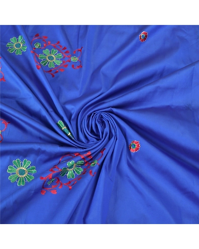 Sanskriti Vintage Blue Sarees Art Silk Embroidered Premium Sari Craft Fabric, PS-57868-Blue-Thread Work-Art (Artificial) Silk-7