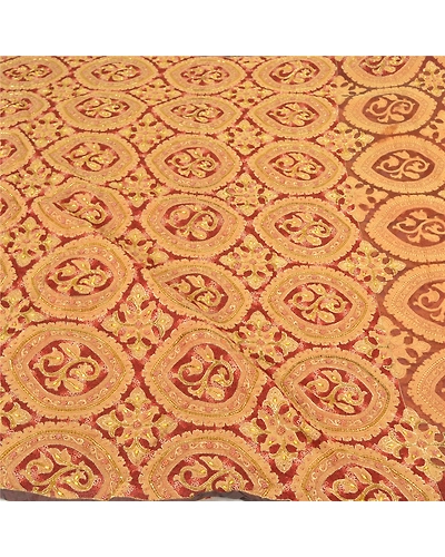 Sanskriti Vintage Red Sarees Pure Organza Silk Hand Beaded Cultural Sari Fabric, PS-57881-Red-Hand-Woven Work-100% Pure Orange Silk-4