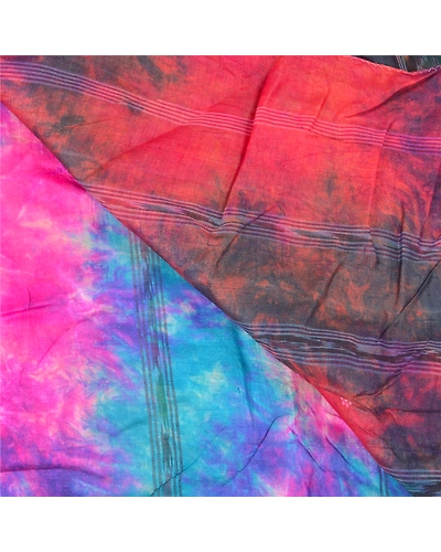 Sanskriti Vintage Sambalpuri Hand-Woven Ikat Sarees Indian 5 Yard Sari Fabric, PS-57984-Multi Color-Ikat Work-100% Pure Silk-2