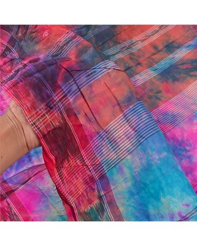 Sanskriti Vintage Sambalpuri Hand-Woven Ikat Sarees Indian 5 Yard Sari Fabric, PS-57984-Multi Color-Ikat Work-100% Pure Silk-4