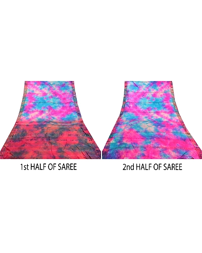 Sanskriti Vintage Sambalpuri Hand-Woven Ikat Sarees Indian 5 Yard Sari Fabric, PS-57984-Multi Color-Ikat Work-100% Pure Silk-5