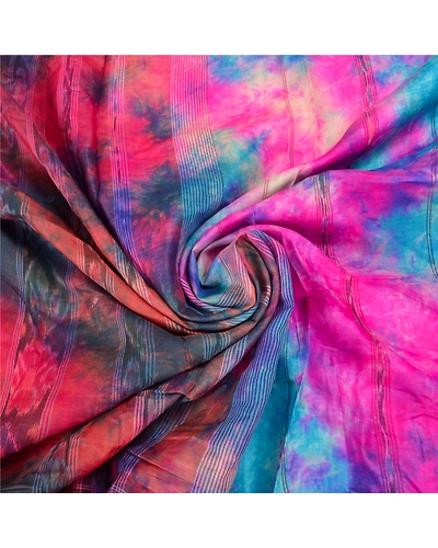 Sanskriti Vintage Sambalpuri Hand-Woven Ikat Sarees Indian 5 Yard Sari Fabric, PS-57984-Multi Color-Ikat Work-100% Pure Silk-6