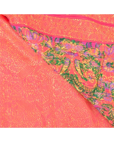 Sanskriti Vintage Peach Sarees Organza Hand-Woven Premium Sari Craft Fabric, PS-58003-Shade Of Peach-Hand-Woven Work-Organza-2
