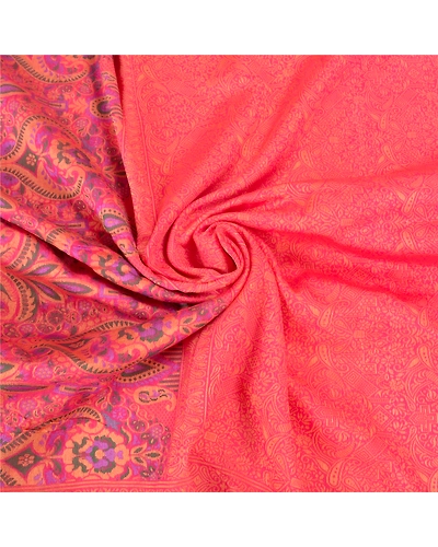 Sanskriti Vintage Peach Sarees Organza Hand-Woven Premium Sari Craft Fabric, PS-58003-Shade Of Peach-Hand-Woven Work-Organza-6
