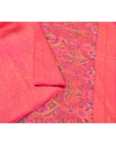 Sanskriti Vintage Peach Sarees Organza Hand-Woven Premium Sari Craft Fabric, PS-58003-Shade Of Peach-Hand-Woven Work-Organza-9