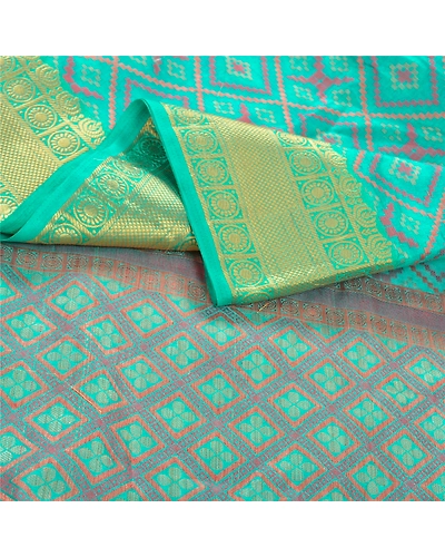 Sanskriti Vintage Turquoise Sarees Art Silk Hand-Woven Premium Sari Craft Fabric, PS-58014-Shade Of Turquoise-Hand-Woven Work-Art (Artificial) Silk-2