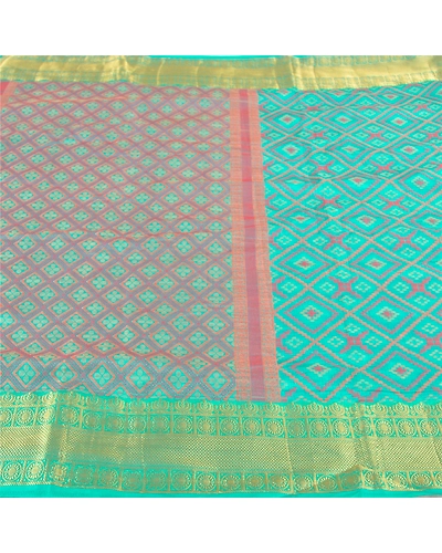 Sanskriti Vintage Turquoise Sarees Art Silk Hand-Woven Premium Sari Craft Fabric, PS-58014-Shade Of Turquoise-Hand-Woven Work-Art (Artificial) Silk-4