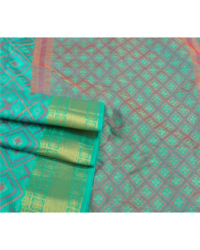Sanskriti Vintage Turquoise Sarees Art Silk Hand-Woven Premium Sari Craft Fabric, PS-58014-Shade Of Turquoise-Hand-Woven Work-Art (Artificial) Silk-8