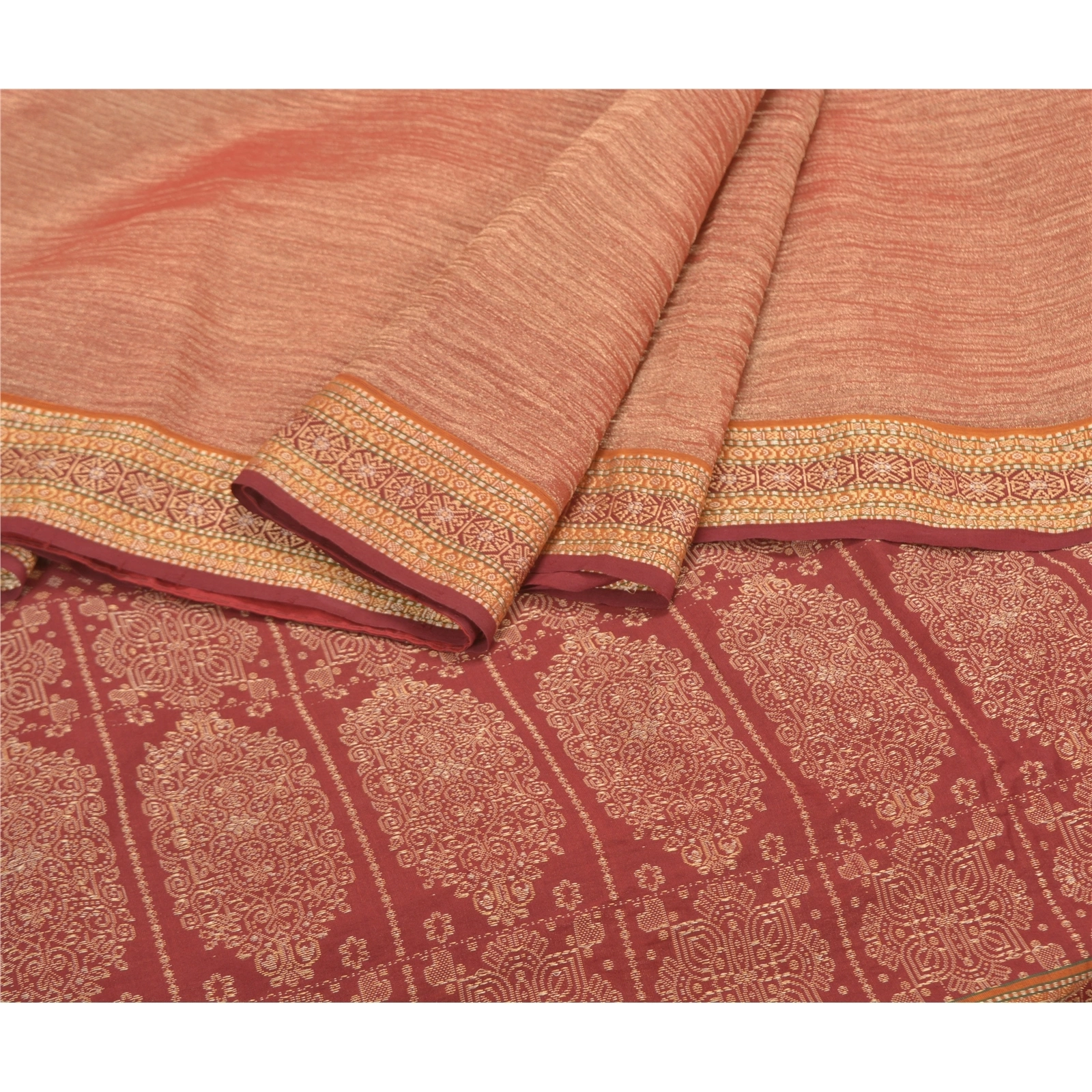 Sanskriti Vintage Dark Red Sarees Art Silk Hand-Woven Sari Premium Fabric, PS-58063-Dark Red &amp; Golden-Woven Work-Art (Artificial) Silk-2