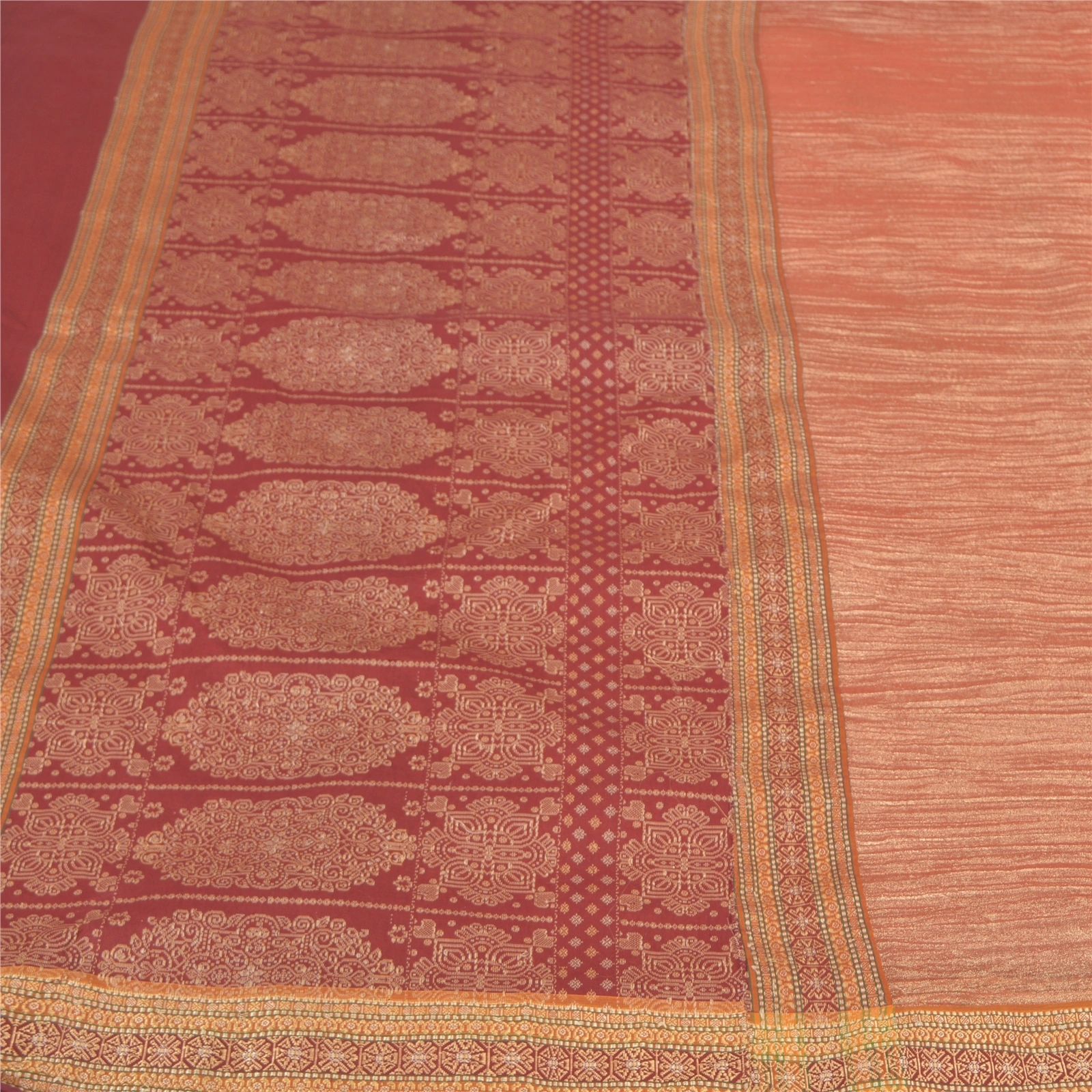 Sanskriti Vintage Dark Red Sarees Art Silk Hand-Woven Sari Premium Fabric, PS-58063-Dark Red &amp; Golden-Woven Work-Art (Artificial) Silk-4