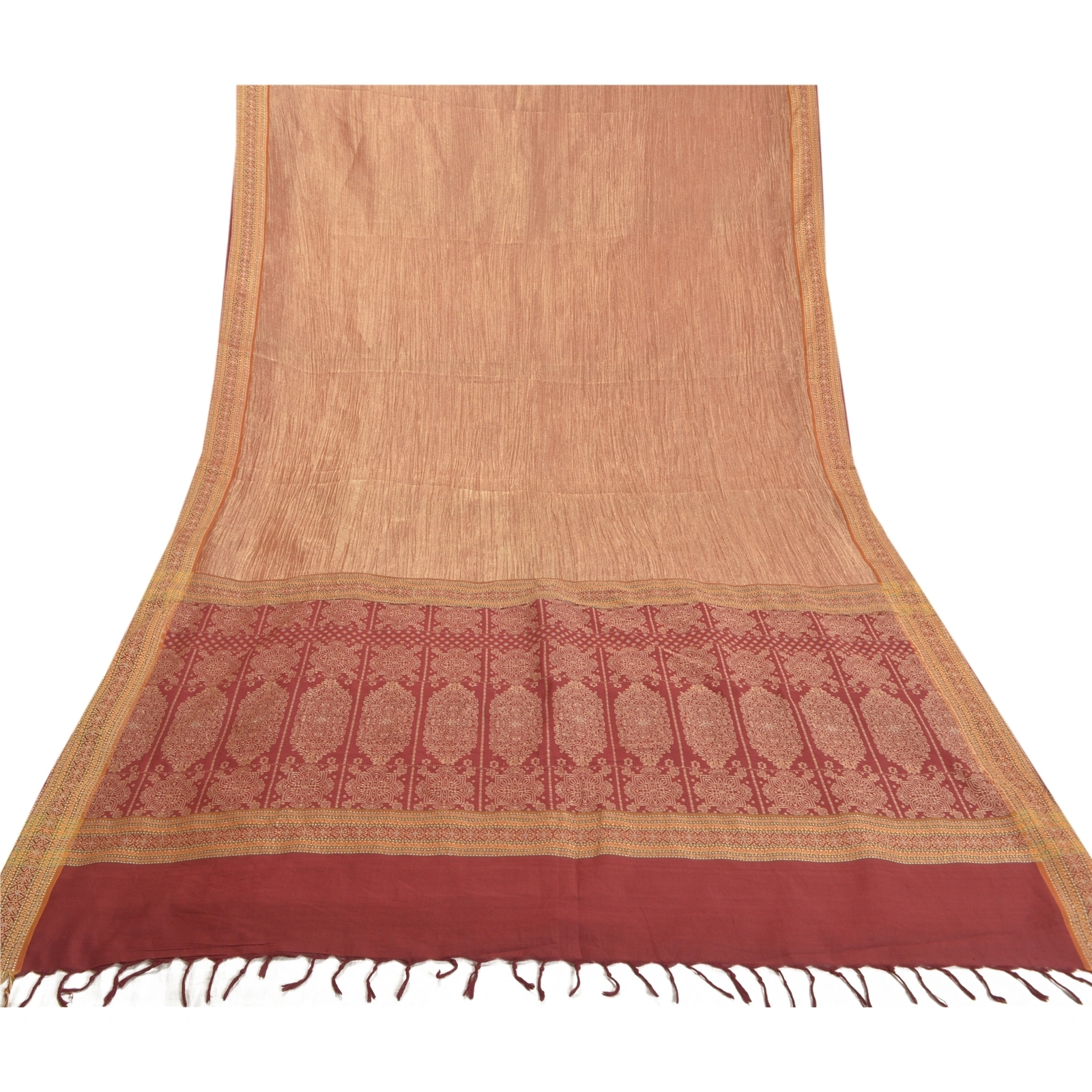 Sanskriti Vintage Dark Red Sarees Art Silk Hand-Woven Sari Premium Fabric, PS-58063-Dark Red &amp; Golden-Woven Work-Art (Artificial) Silk-9