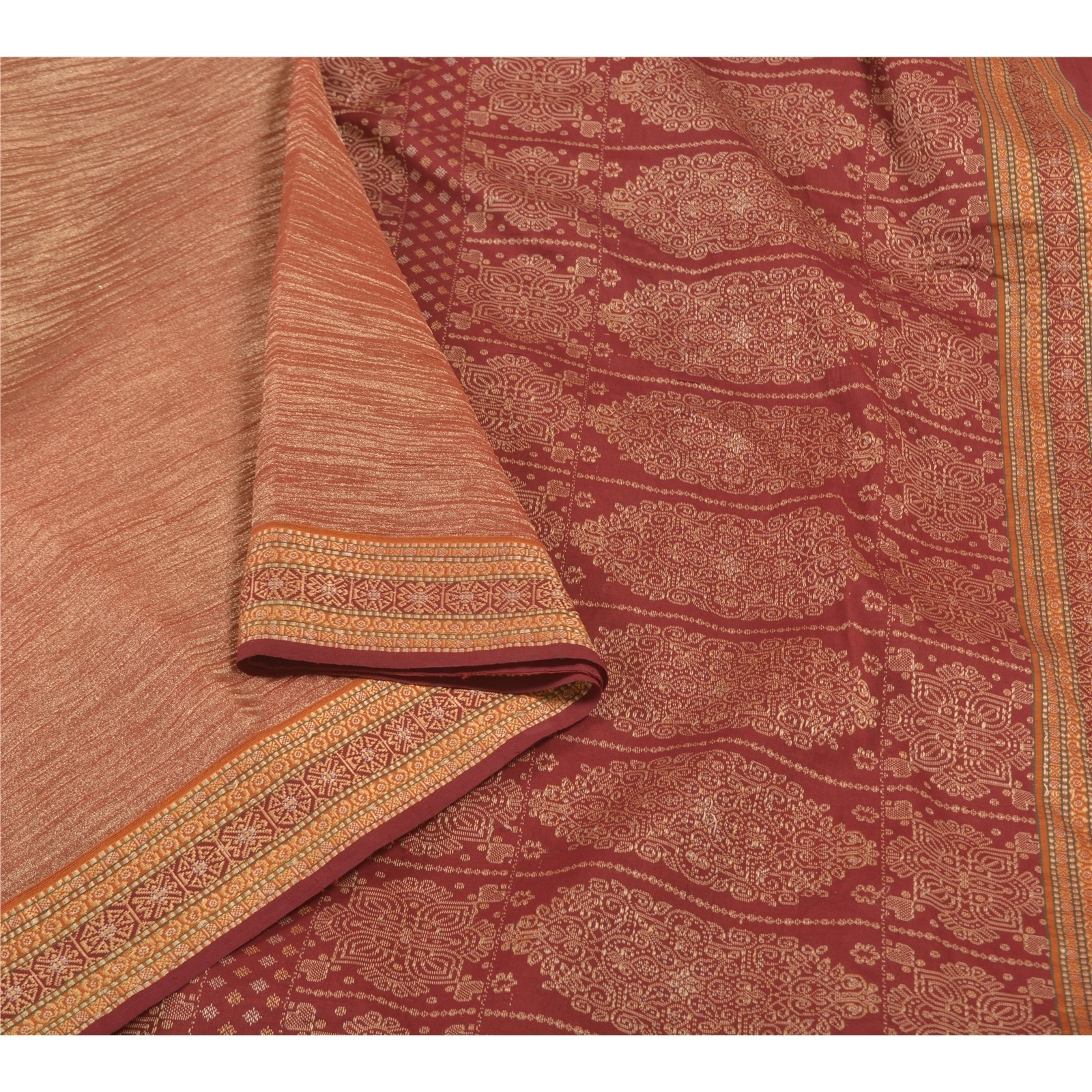 Sanskriti Vintage Dark Red Sarees Art Silk Hand-Woven Sari Premium Fabric, PS-58063-Dark Red &amp; Golden-Woven Work-Art (Artificial) Silk-10