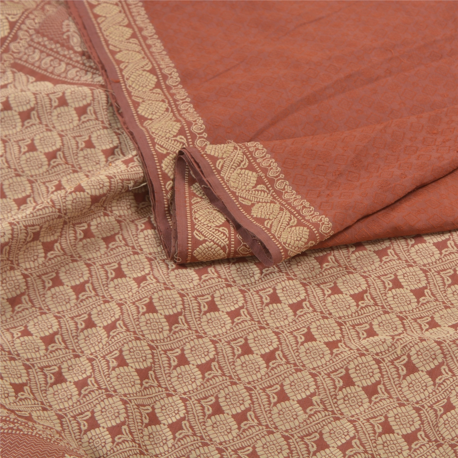 Sanskriti Vintage Brown Sarees Blend Silk Hand-Woven Premium Sari Craft Fabric, PS-58068-Shade Of Brown-Hand-Woven Work-Blende Silk-2