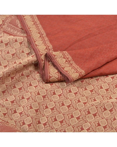 Sanskriti Vintage Brown Sarees Blend Silk Hand-Woven Premium Sari Craft Fabric, PS-58068-Shade Of Brown-Hand-Woven Work-Blende Silk-2